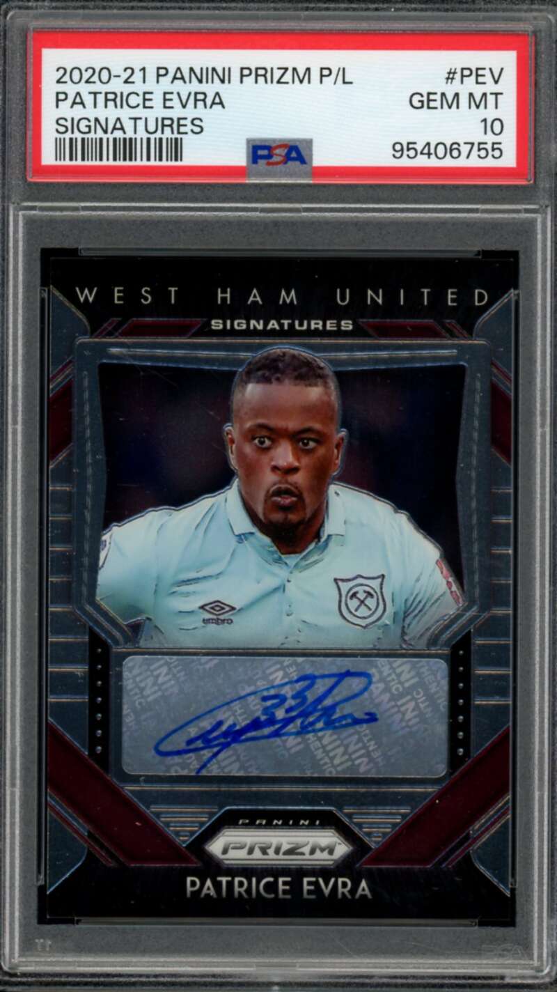 Patrice Evra Card 2020-21 Panini Prizm Signatures (pop 1) #Pev PSA 10 Image 1