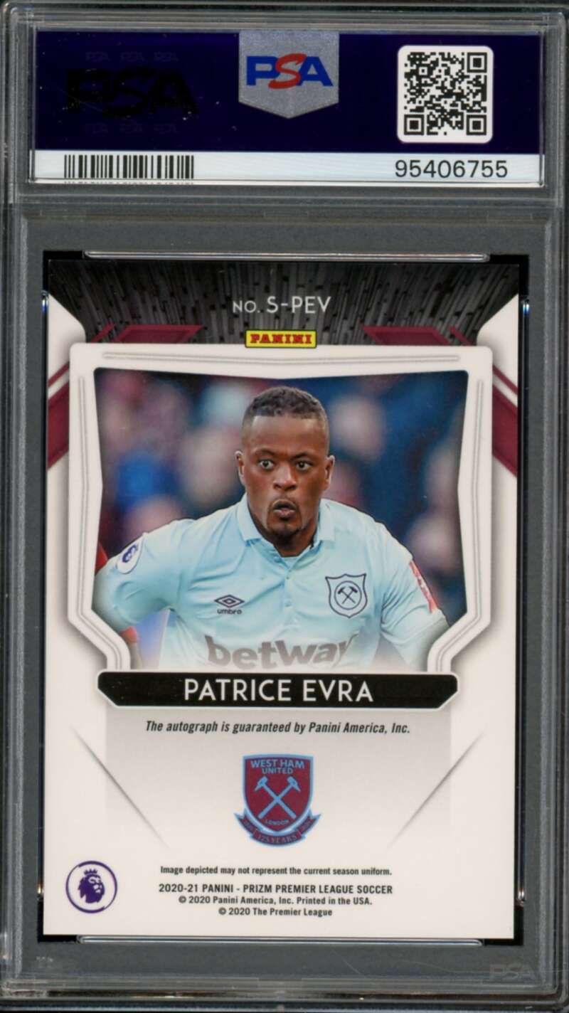 Patrice Evra Card 2020-21 Panini Prizm Signatures (pop 1) #Pev PSA 10 Image 2