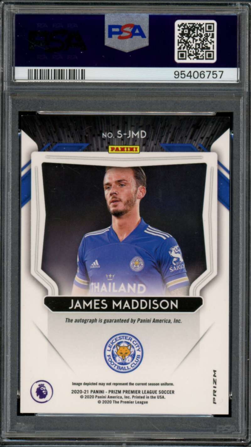 James Maddison Card 2020-21 Panini Prizm Signatures-Choice (pop 2) #JMD PSA 9 Image 2