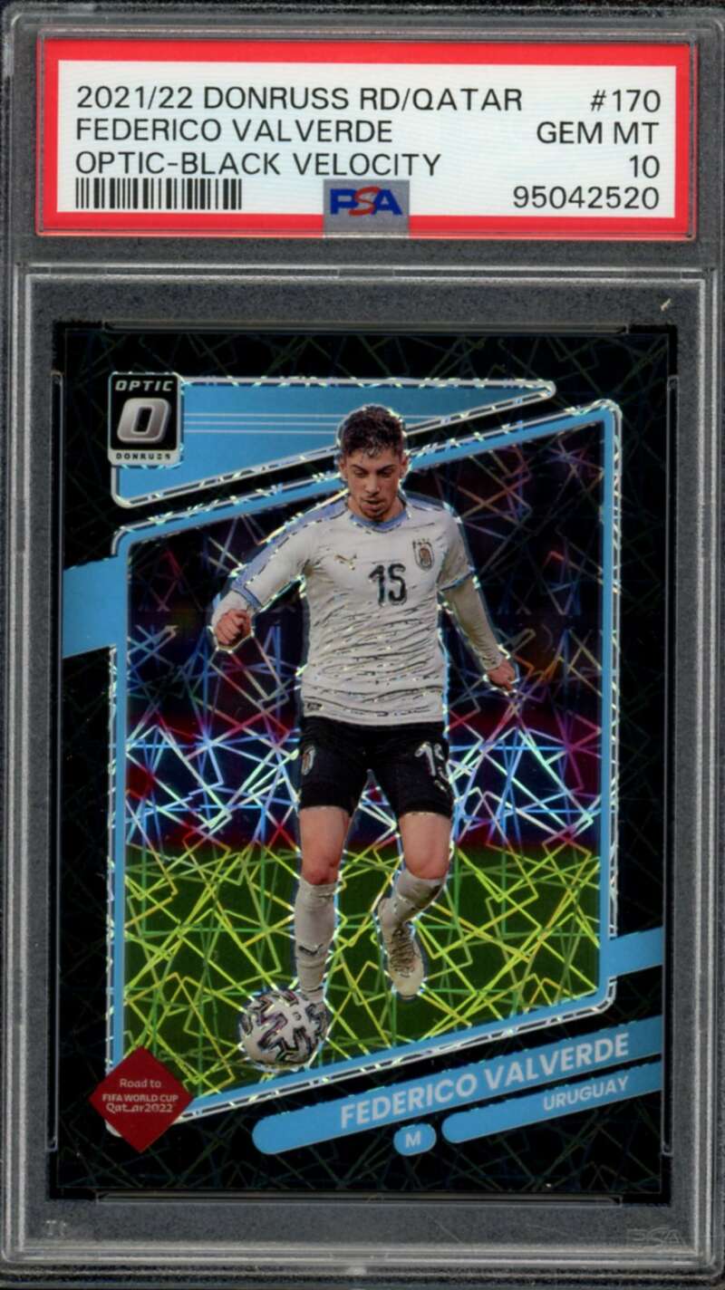 Federico Valverde Card 2021-22 Donruss Black Velocity #170 (9/25) (pop 4) PSA 10 Image 1