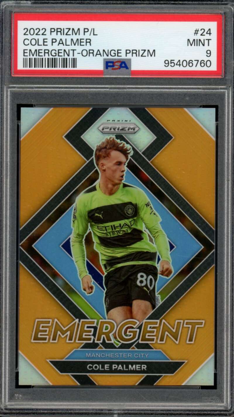 Cole Palmer 2022 Prizm Emergent Orange Prizm (Serial #d 7/25) (pop 1) #24 PSA 9 Image 1