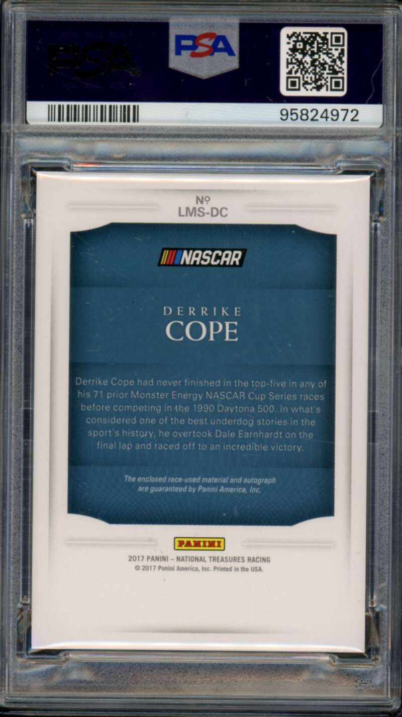 Derrike Cope 2017 National Treasures Legendary Materials Signatures #LMSDC PSA 9 Image 2