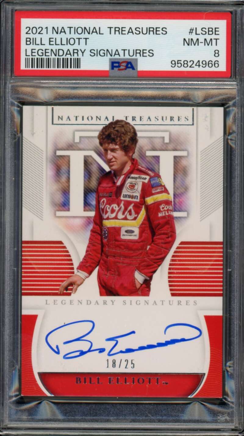 Bill Elliott 2021 National Treasures Legendary Signatures (#d 18/25) #LSBE PSA 8 Image 1