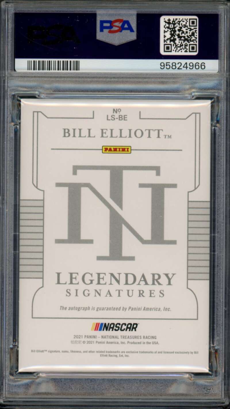 Bill Elliott 2021 National Treasures Legendary Signatures (#d 18/25) #LSBE PSA 8 Image 2