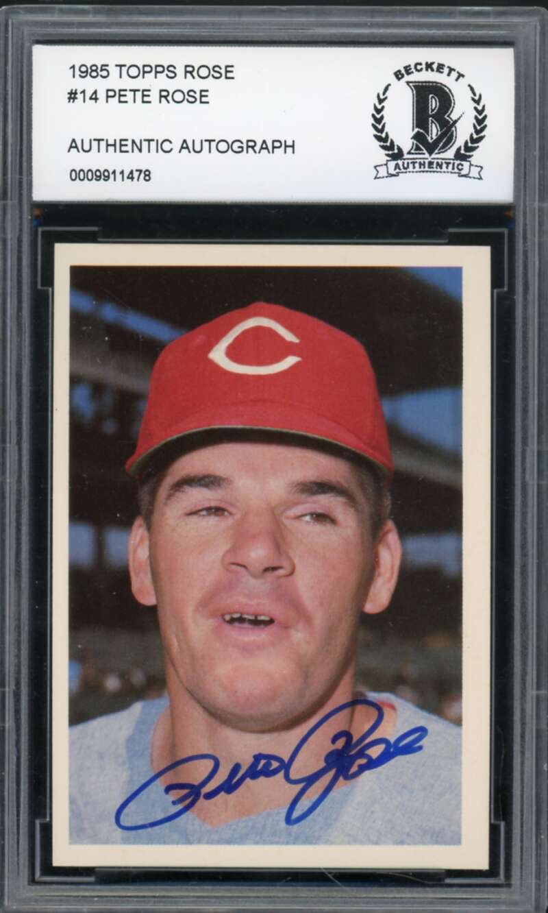 1985 Topps Rose #14 Pete Rose Authentic Autograph BGS Authentic Auto Image 1