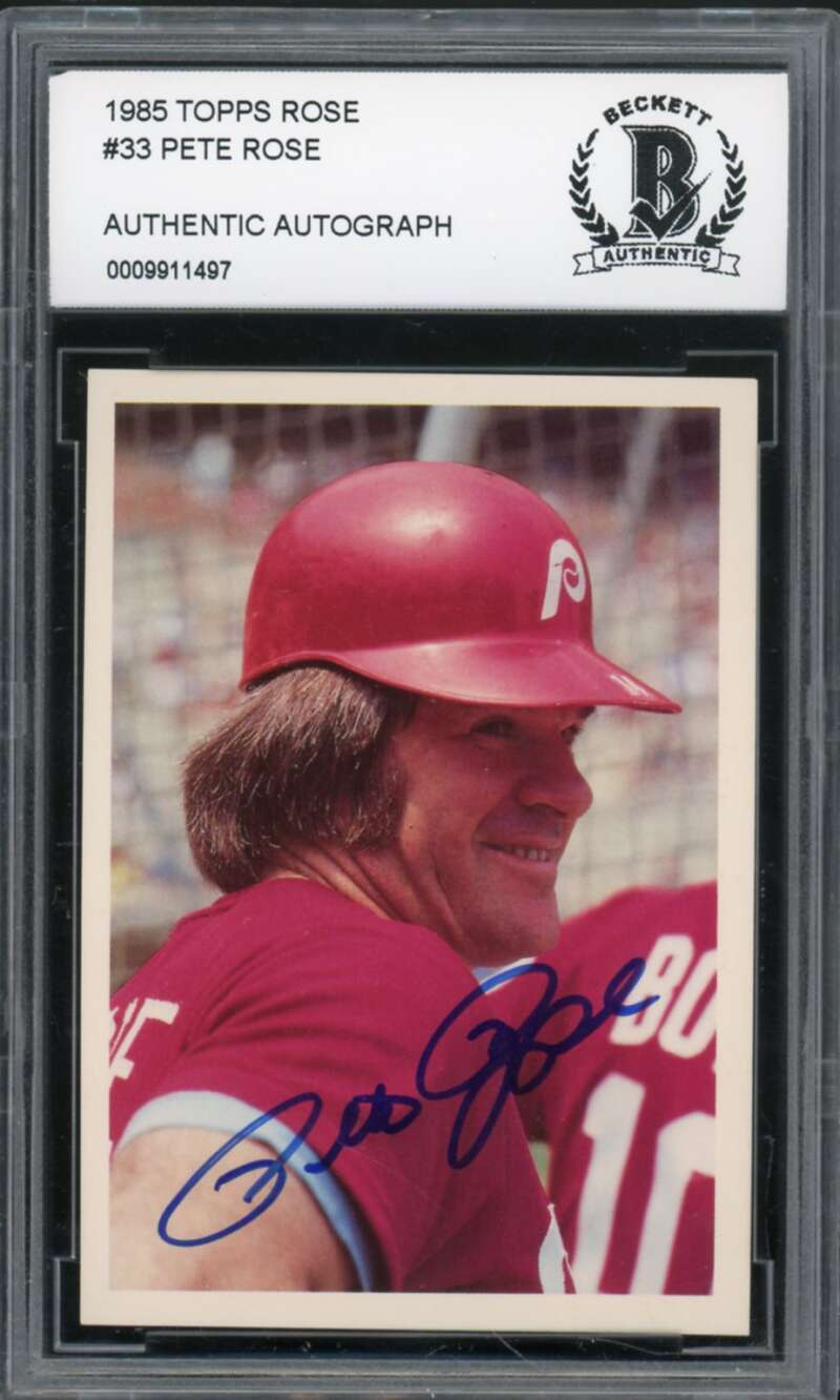 1985 Topps Rose #33 Pete Rose Authentic Autograph BGS Authentic Auto Image 1