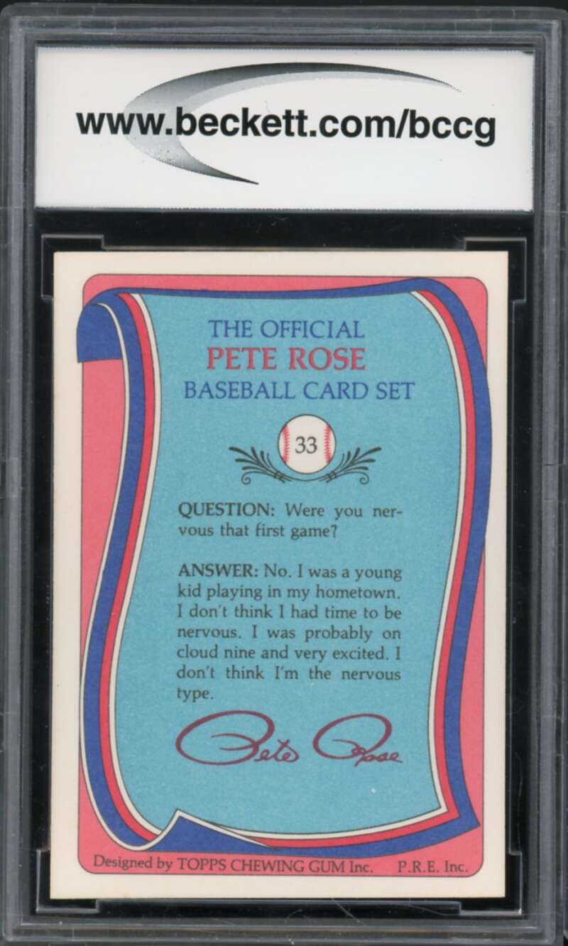 1985 Topps Rose #33 Pete Rose Authentic Autograph BGS Authentic Auto Image 2