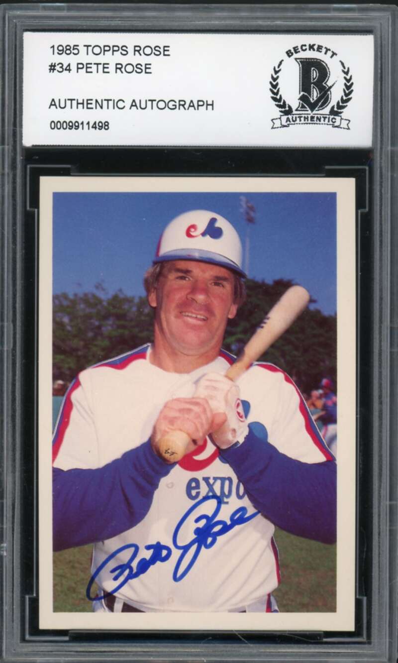 1985 Topps Rose #34 Pete Rose Authentic Autograph BGS Authentic Auto Image 1