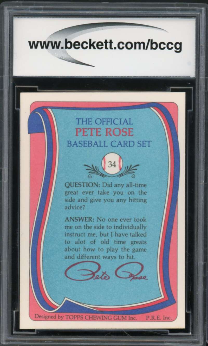 1985 Topps Rose #34 Pete Rose Authentic Autograph BGS Authentic Auto Image 2