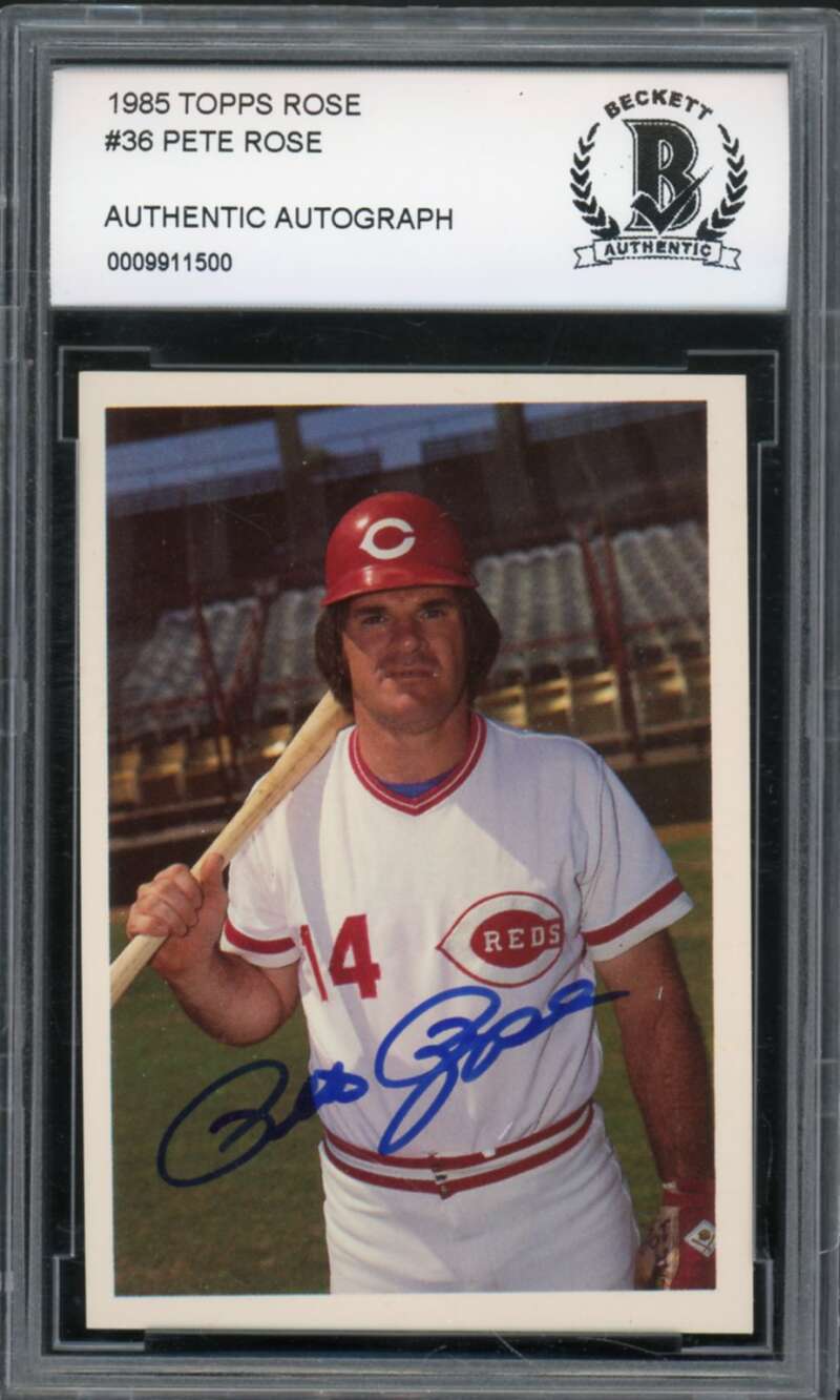 1985 Topps Rose #36 Pete Rose Authentic Autograph BGS Authentic Auto Image 1