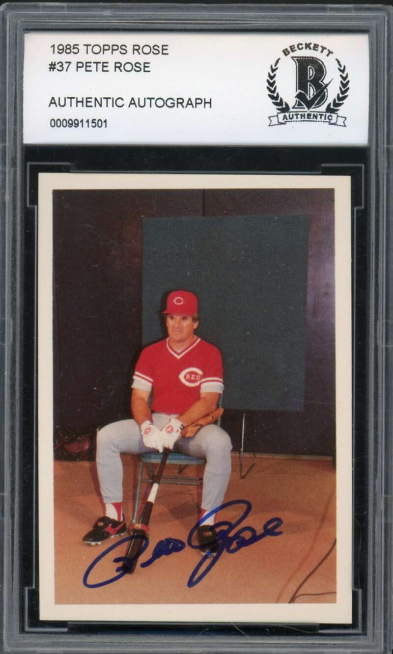 1985 Topps Rose #37 Pete Rose Authentic Autograph BGS Authentic Auto Image 1