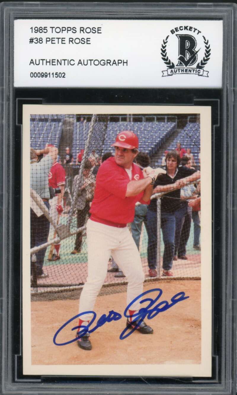 1985 Topps Rose #38 Pete Rose Authentic Autograph BGS Authentic Auto Image 1