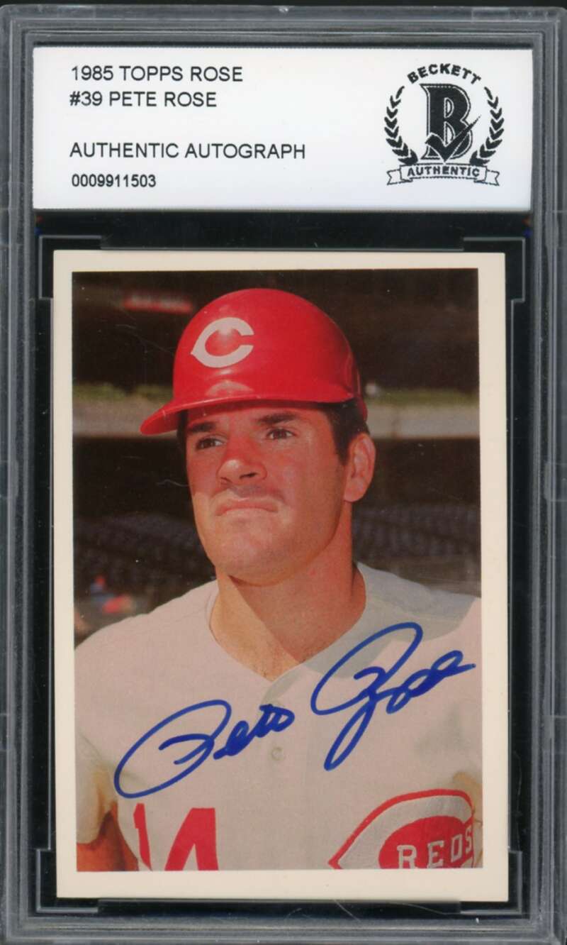 1985 Topps Rose #39 Pete Rose Authentic Autograph BGS Authentic Auto Image 1