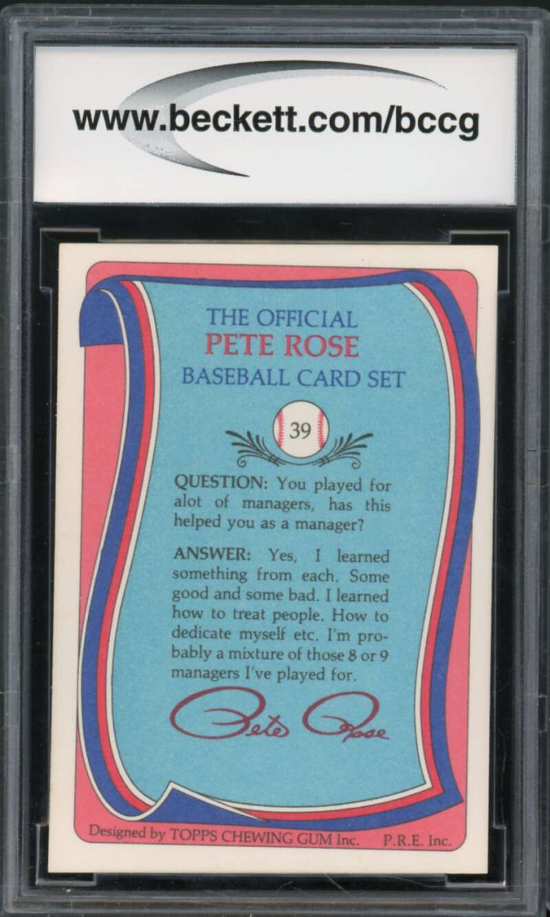 1985 Topps Rose #39 Pete Rose Authentic Autograph BGS Authentic Auto Image 2