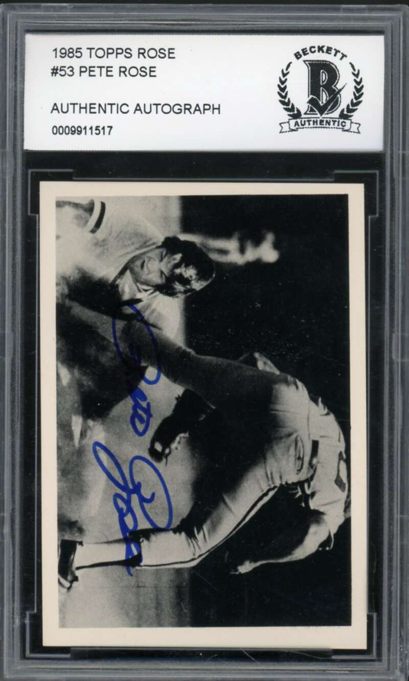 1985 Topps Rose #53 Pete Rose Authentic Autograph BGS Authentic Auto Image 1