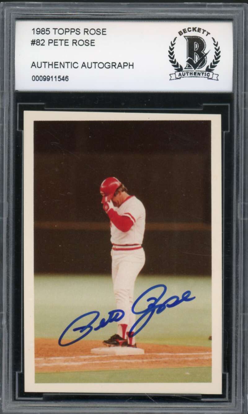 1985 Topps Rose #82 Pete Rose Authentic Autograph BGS Authentic Auto Image 1