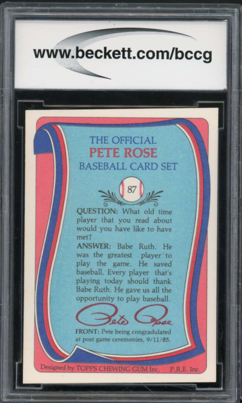 1985 Topps Rose #87 Pete Rose Authentic Autograph BGS Authentic Auto Image 2