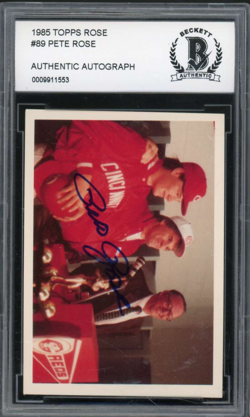 1985 Topps Rose #89 Pete Rose Authentic Autograph BGS Authentic Auto Image 1