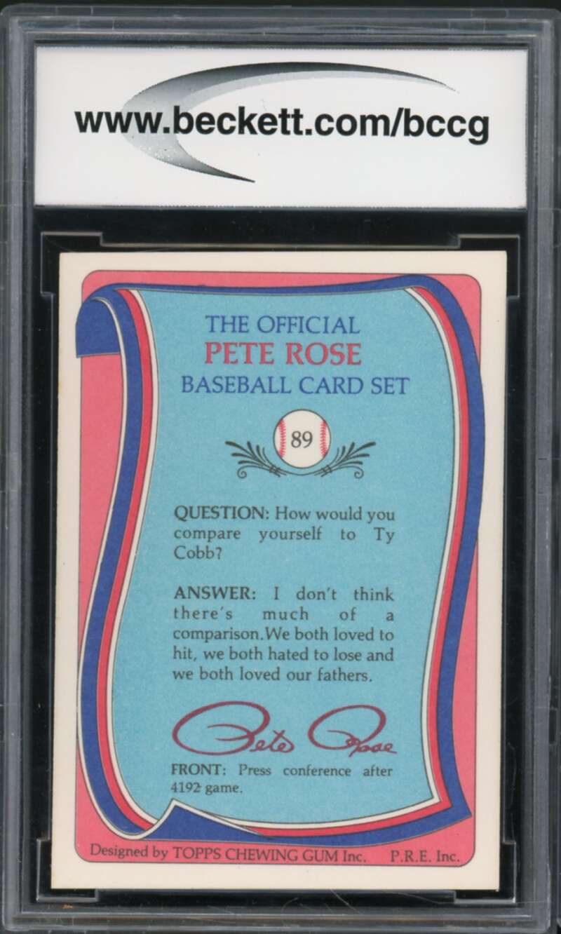 1985 Topps Rose #89 Pete Rose Authentic Autograph BGS Authentic Auto Image 2