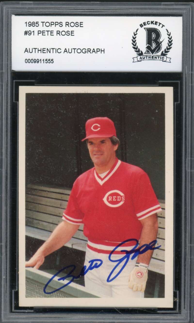 1985 Topps Rose #91 Pete Rose Authentic Autograph BGS Authentic Auto Image 1