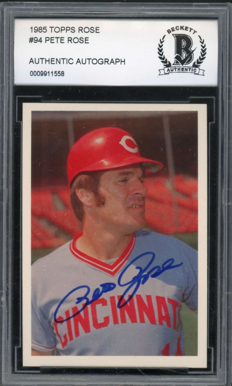 1985 Topps Rose #94 Pete Rose Authentic Autograph BGS Authentic Auto Image 1