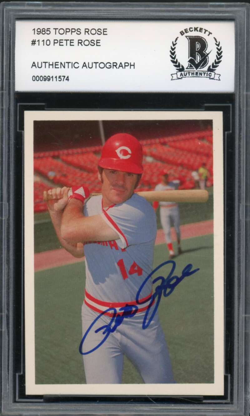 1985 Topps Rose #110 Pete Rose Authentic Autograph BGS Authentic Auto Image 1