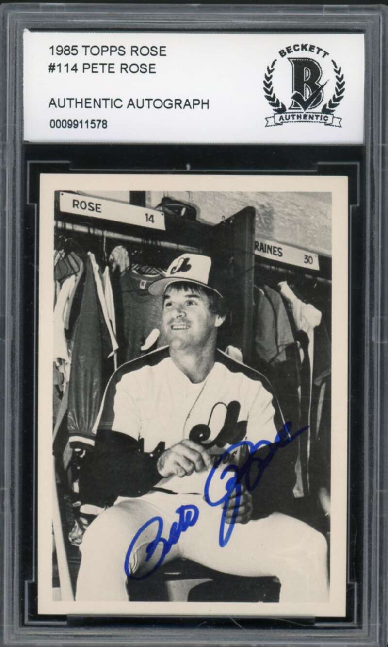 1985 Topps Rose #114 Pete Rose Authentic Autograph BGS Authentic Auto Image 1