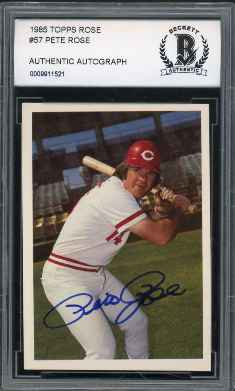 1985 Topps Rose #57 Pete Rose Authentic Autograph BGS Authentic Auto Image 1