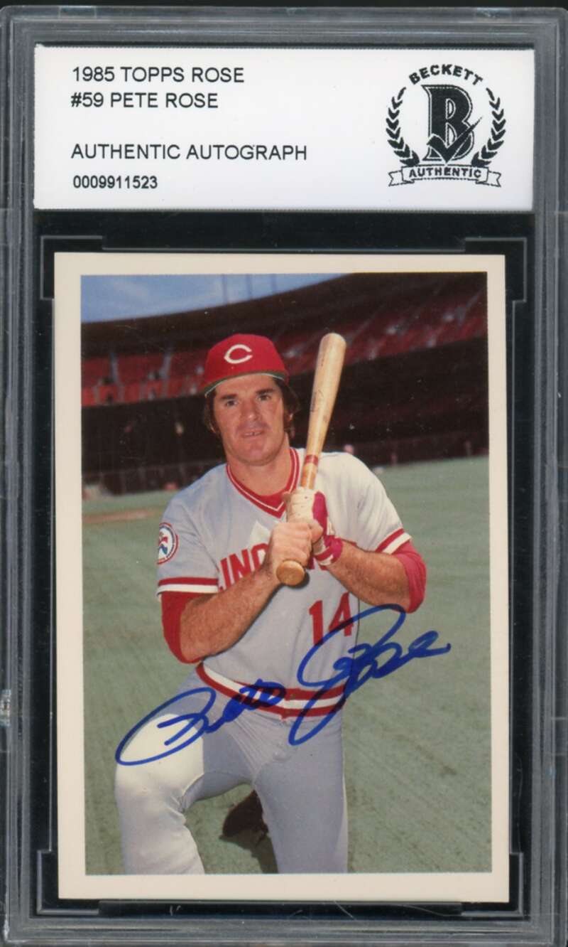 1985 Topps Rose #59 Pete Rose Authentic Autograph BGS Authentic Auto Image 1