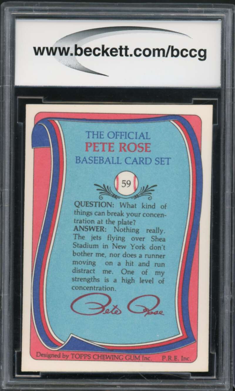 1985 Topps Rose #59 Pete Rose Authentic Autograph BGS Authentic Auto Image 2