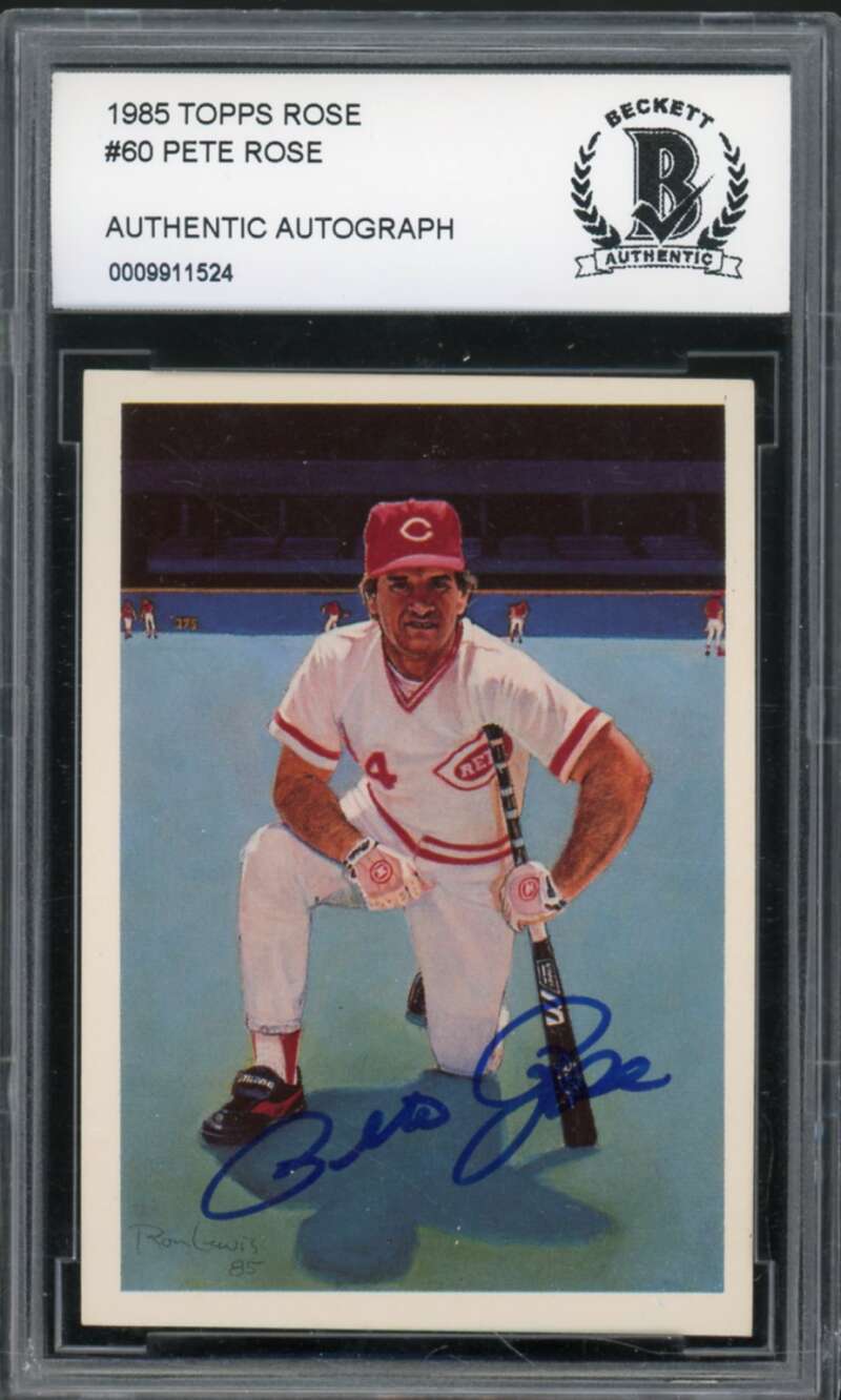 1985 Topps Rose #60 Pete Rose Authentic Autograph BGS Authentic Auto Image 1