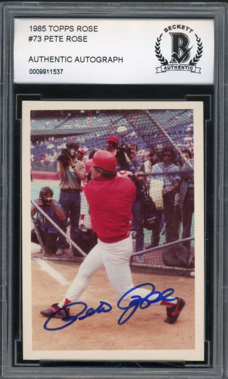 1985 Topps Rose #73 Pete Rose Authentic Autograph BGS Authentic Auto Image 1