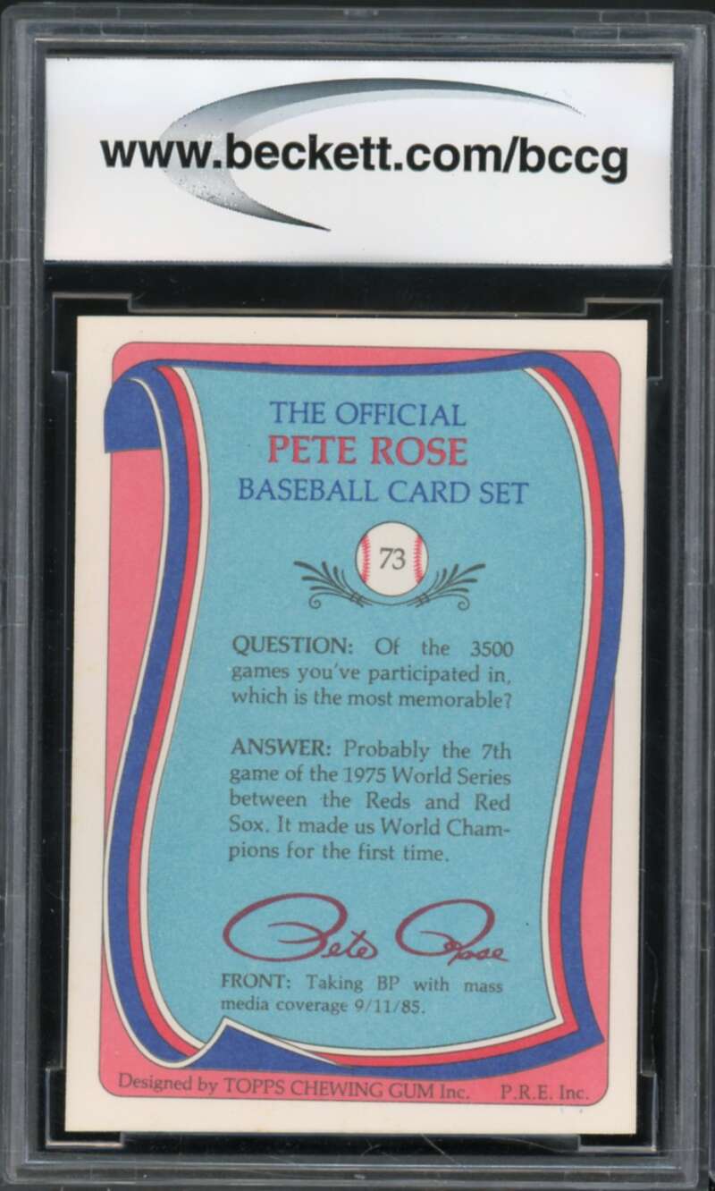 1985 Topps Rose #73 Pete Rose Authentic Autograph BGS Authentic Auto Image 2