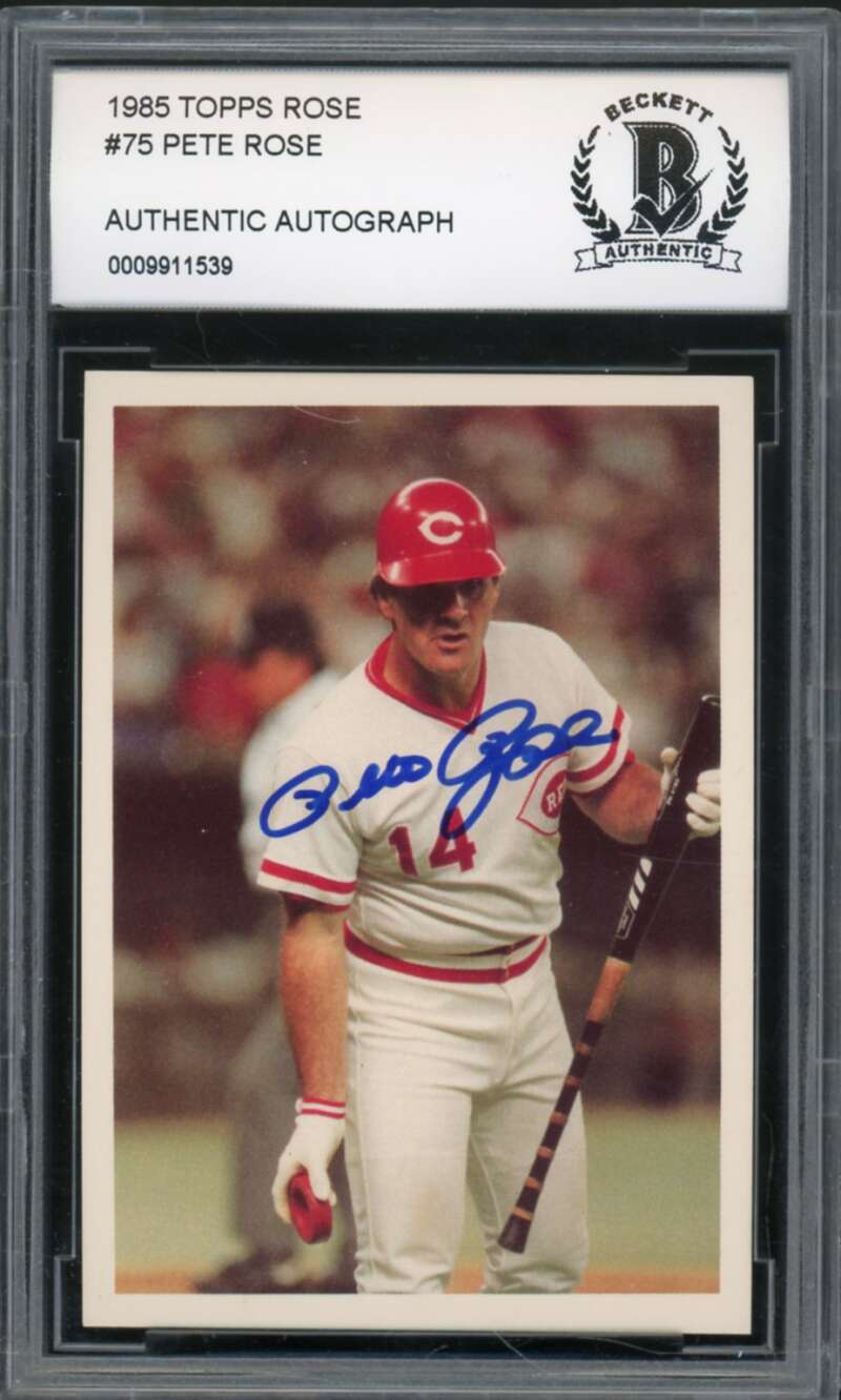 1985 Topps Rose #75 Pete Rose Authentic Autograph BGS Authentic Auto Image 1