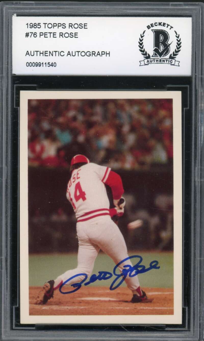 1985 Topps Rose #76 Pete Rose Authentic Autograph BGS Authentic Auto Image 1