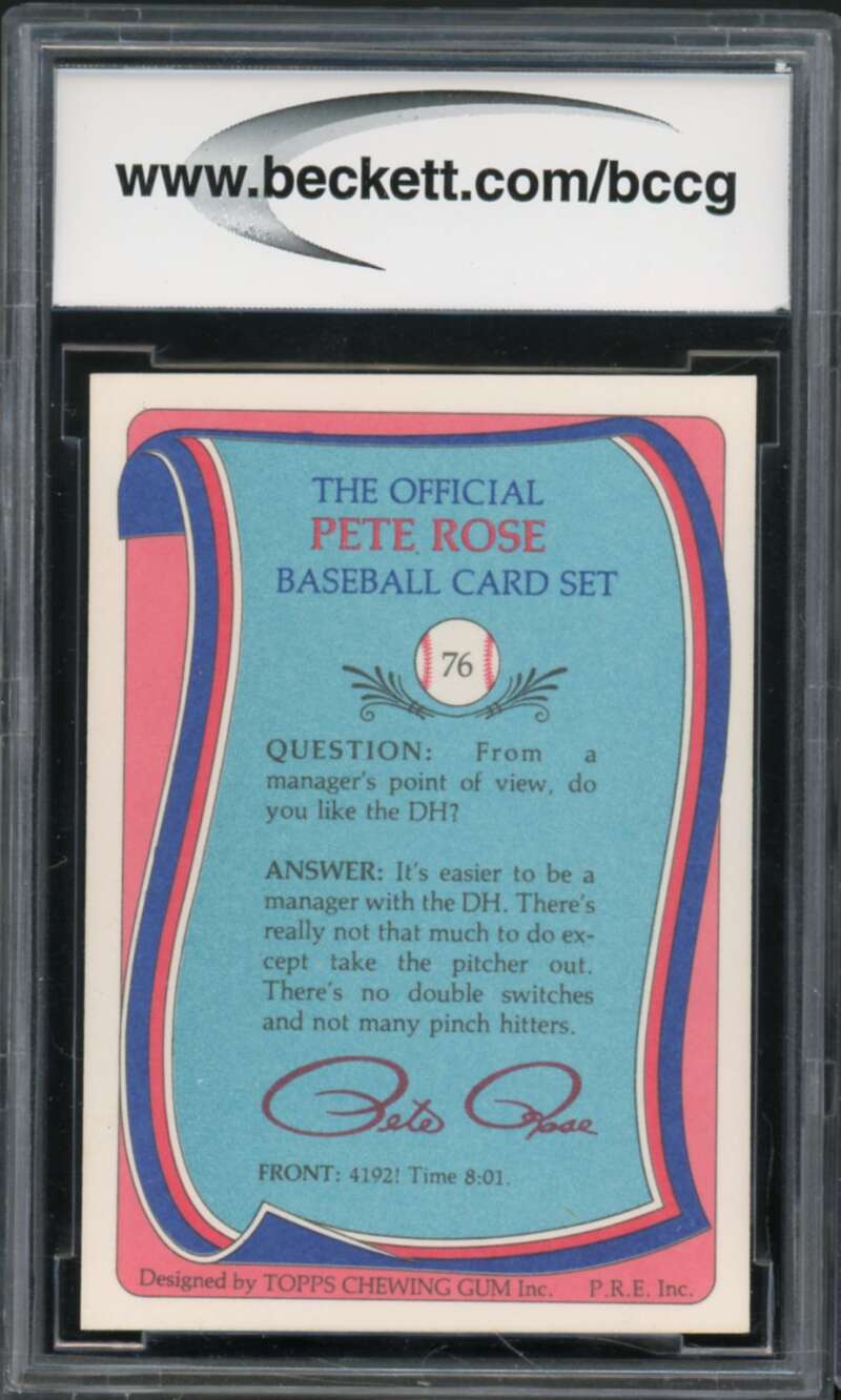 1985 Topps Rose #76 Pete Rose Authentic Autograph BGS Authentic Auto Image 2