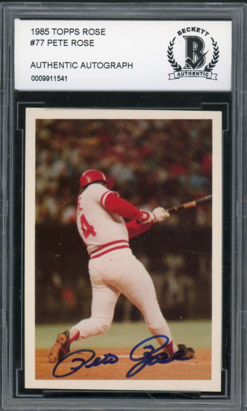 1985 Topps Rose #77 Pete Rose Authentic Autograph BGS Authentic Auto Image 1