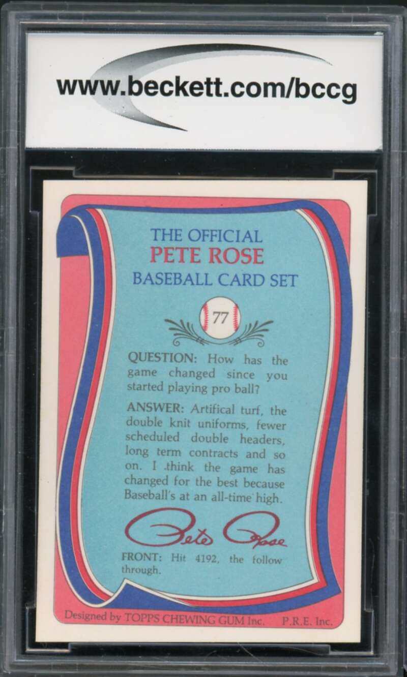 1985 Topps Rose #77 Pete Rose Authentic Autograph BGS Authentic Auto Image 2