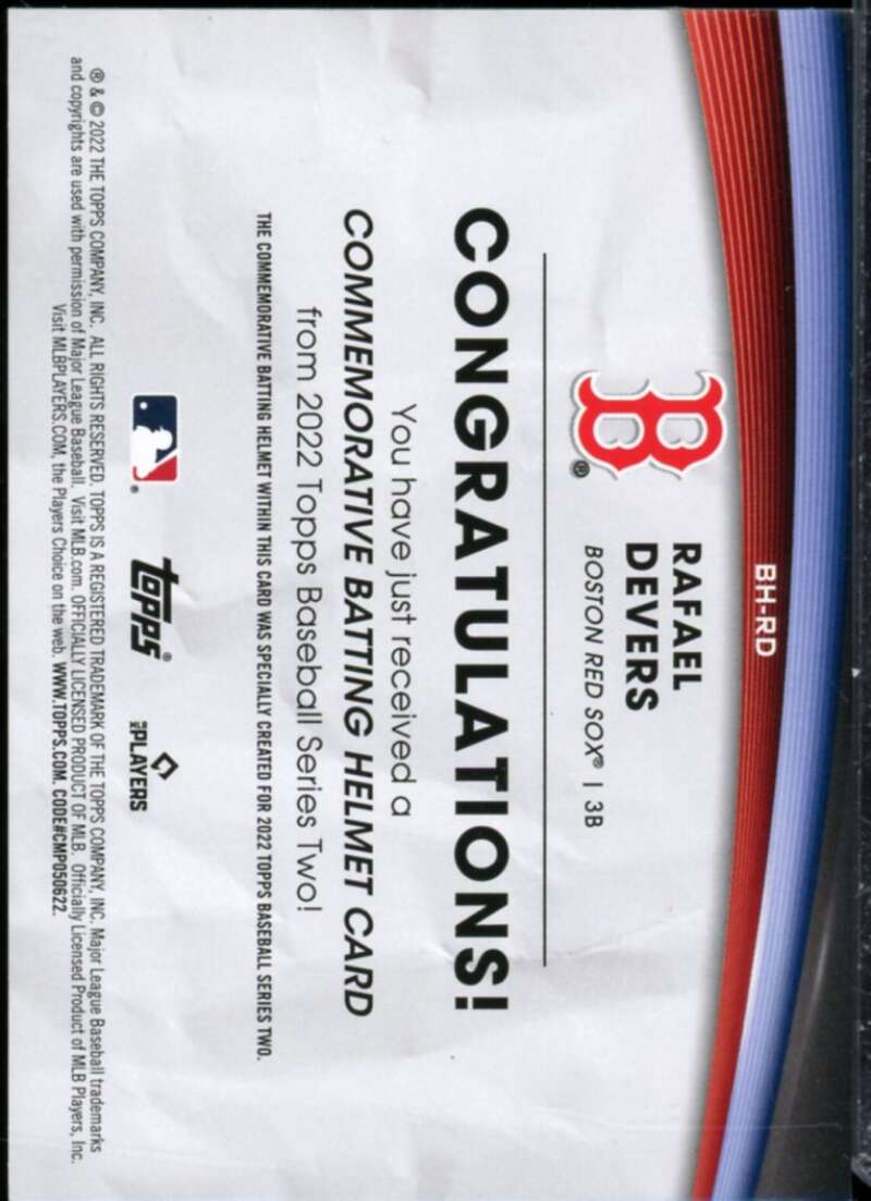 Rafael Devers Card 2022 Topps Commemorative Batting Helmet Relics #BHRD  Image 2