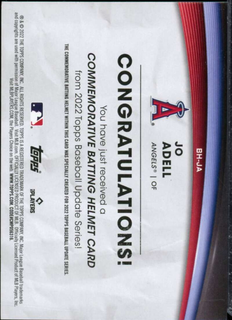 Jo Adell Card 2022 Topps Update Commemorative Batting Helmet #BHJA  Image 2