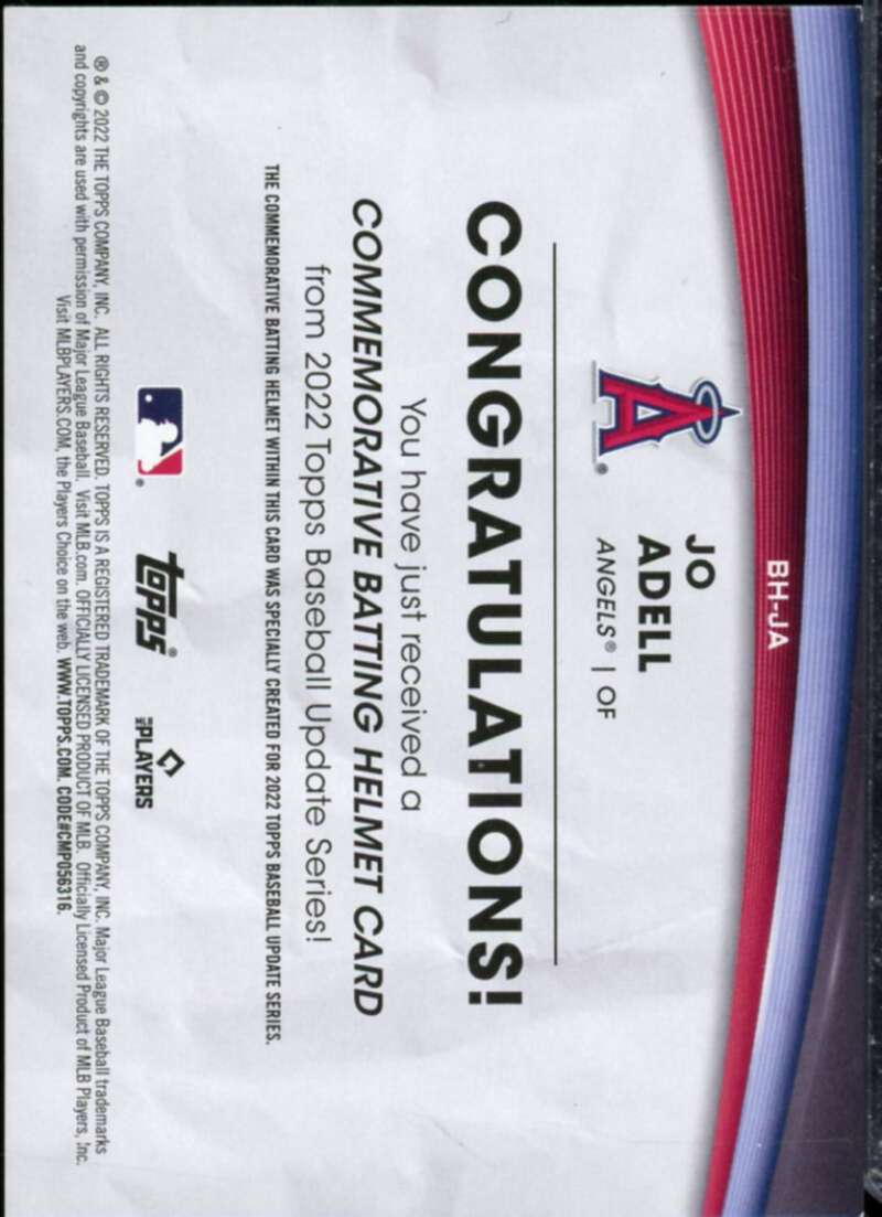 Jo Adell Card 2022 Topps Update Commemorative Batting Helmet #BHJA  Image 2