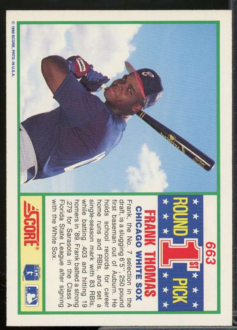Frank Thomas Rookie Card 1990 Score #663  Image 2