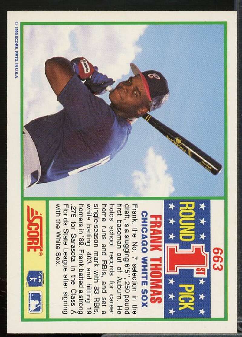 Frank Thomas Rookie Card 1990 Score #663  Image 2