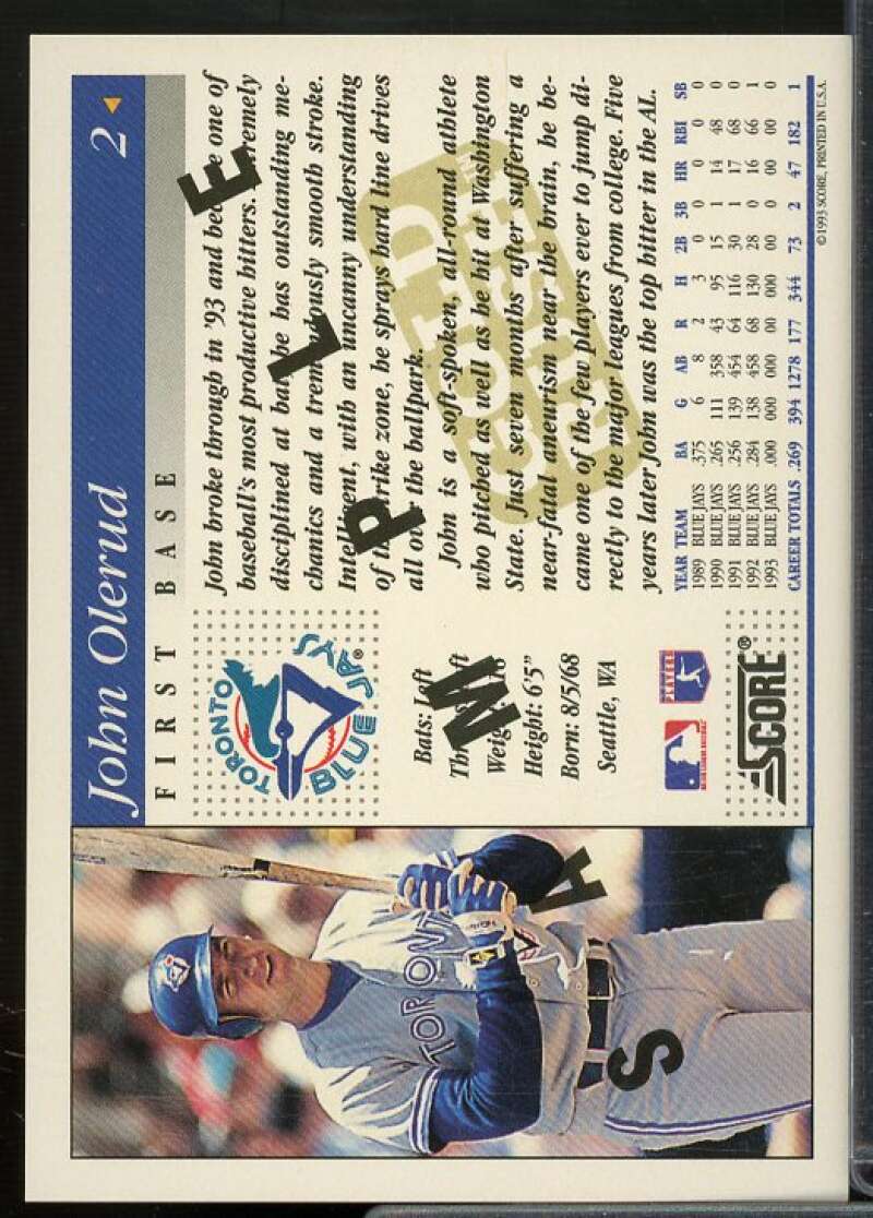 John Olerud Sample Card 1994 Score Gold Rush #2  Image 2