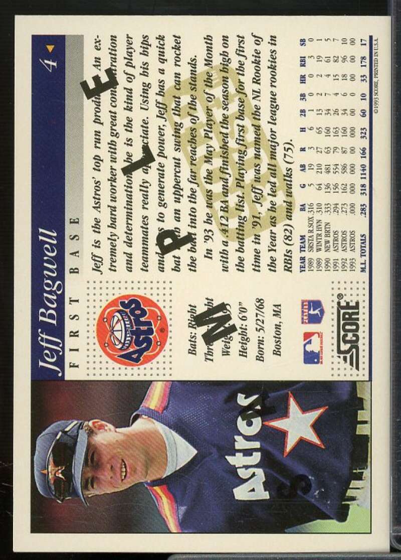 Jeff Bagwell Sample Card 1994 Score Gold Rush #4  Image 2