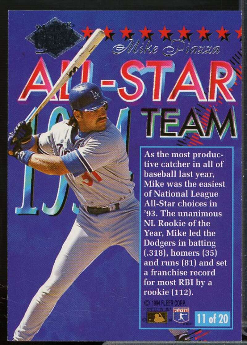 Mike Piazza Card 1994 Ultra All-Stars #11  Image 2