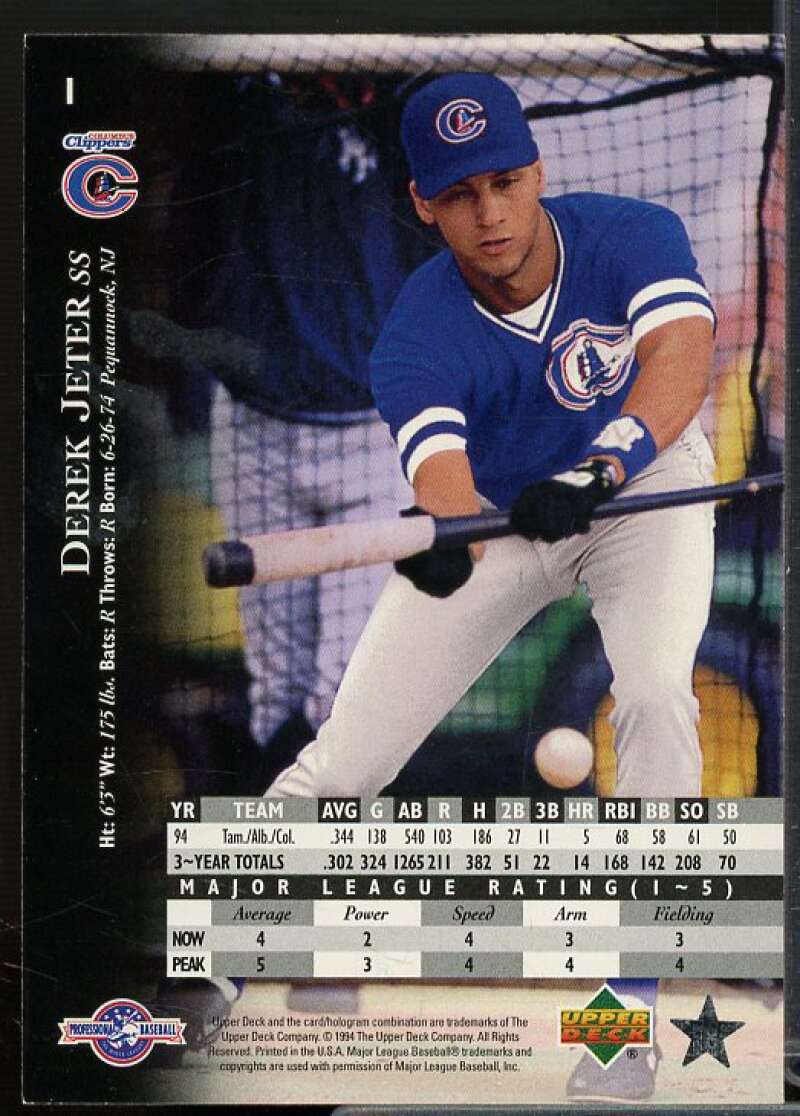 Derek Jeter Card 1995 Upper Deck Minors #1  Image 2