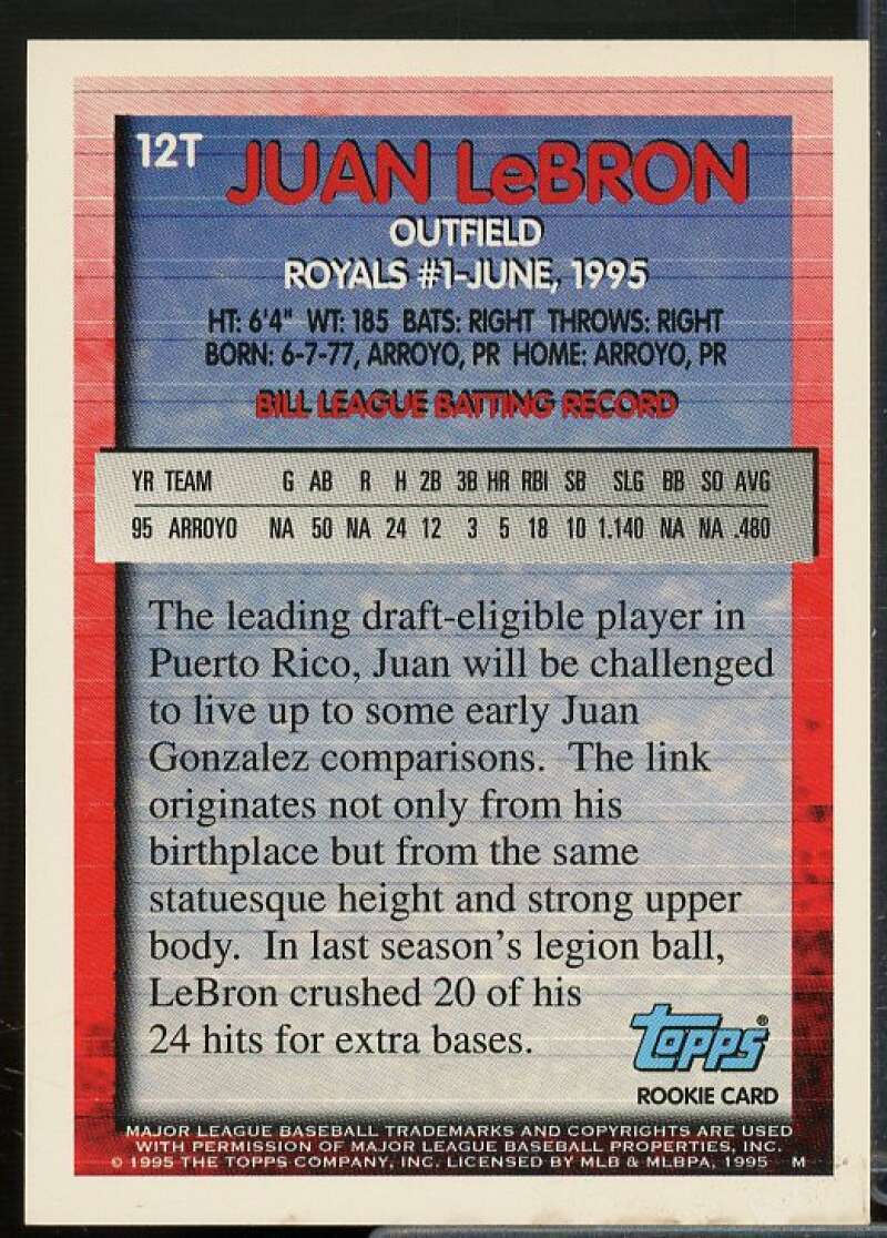 J.LeBron RC UER Carlos Beltran Rookie Card 1995 Topps Traded #12T  Image 2