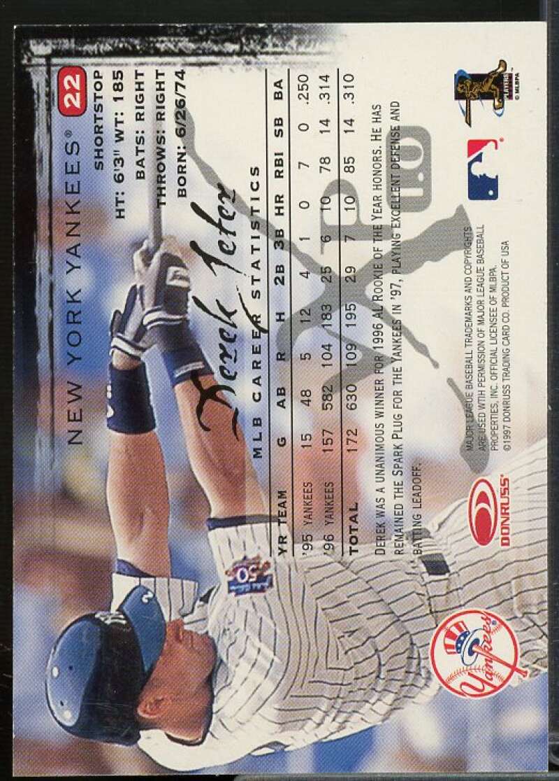 Derek Jeter Card 1997 Donruss VxP 1.0 #22  Image 2