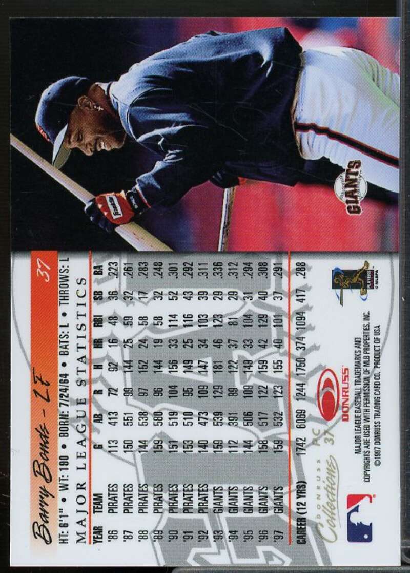 Barry Bonds Card 1998 Donruss Prized Collections Donruss #37  Image 2